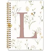 Locomiss Initial Letter L Notebook Journal, Monogrammed Gifts for Women, Journal for Teen Girls, Cute Personalized Floral Journals Notebooks for Women, Hardcover Spiral Notebook 5.5x8.3