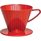 HIC Coffee Filter Cone, Red, Number 2-Size Filter, Brews 2 to 6-Cups