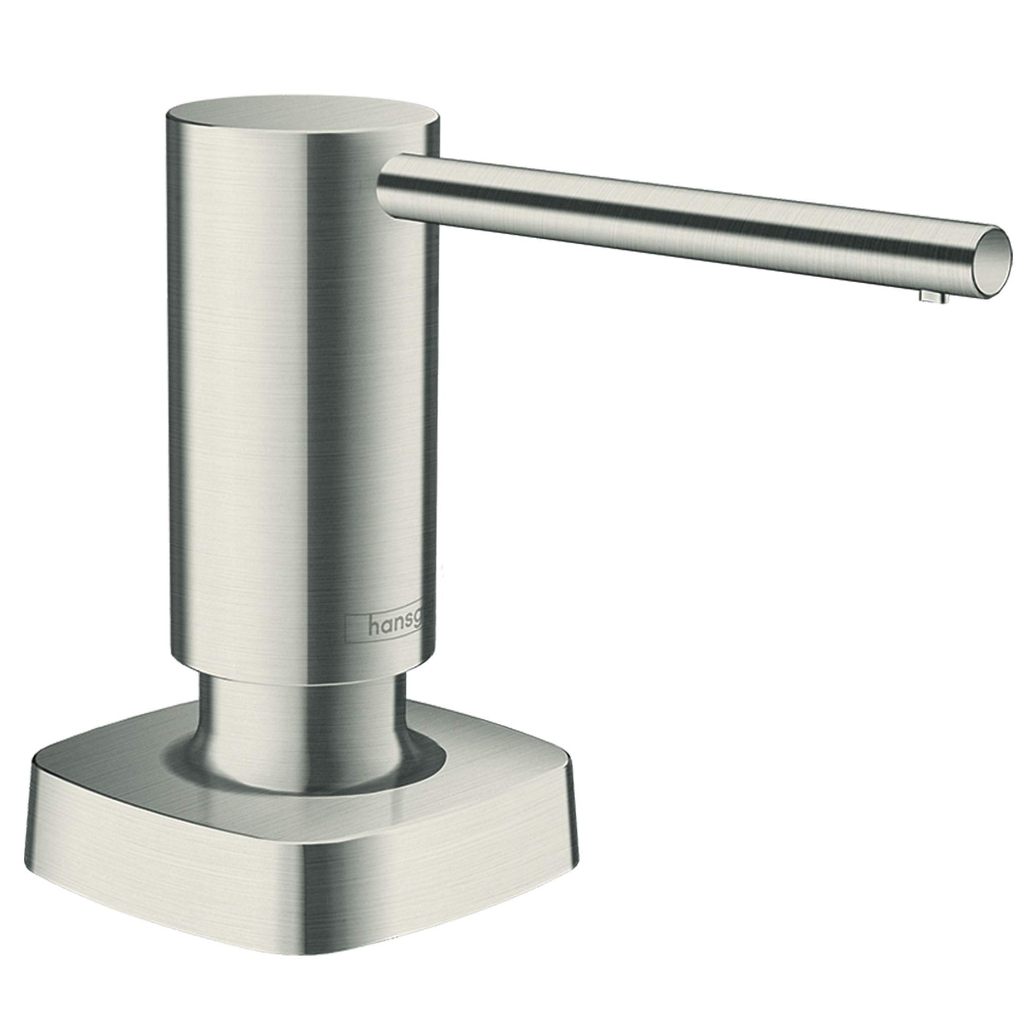 hansgrohe 40468800 A71 Soap Dispenser for Sink, Stainless Steel Kitchen Accessory, Square