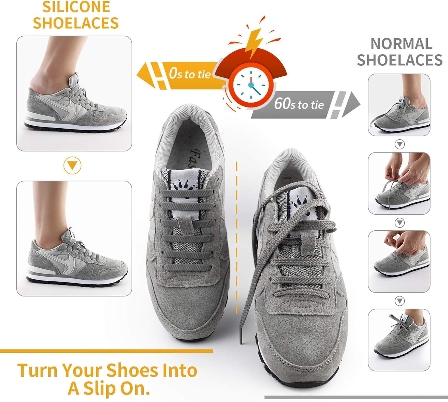 Udaily No Tie Shoelaces for Kids and Adults, Elastic Silicone Shoe Laces for Sneaker: Shoes