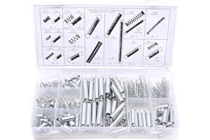 Glarks 200Pcs Zinc Plated Extension and Compression Industry Spring Assortment Kit