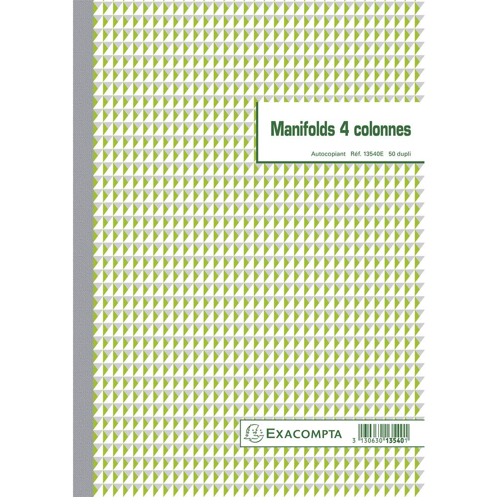 Exacompta - Ref. 13540AE - 1 Manifold 4 columns - 50 numbered carbonless sheets in 2 copies (1 original + 1 copy) - A4 format - FSC certified - made in France