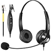 Callez Yealink Phone Headset RJ9 Wired Telephone Headset with Microphone Noise Cancelling Compatible with Yealink T46S T48S T42S T21P T33G T27G T23G T46G T53W T54W Avaya 9611 9608 J179 Grandstream