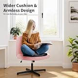 Naspaluro Armless Velvet Office Chair Pink with Cross Leg Base view 4