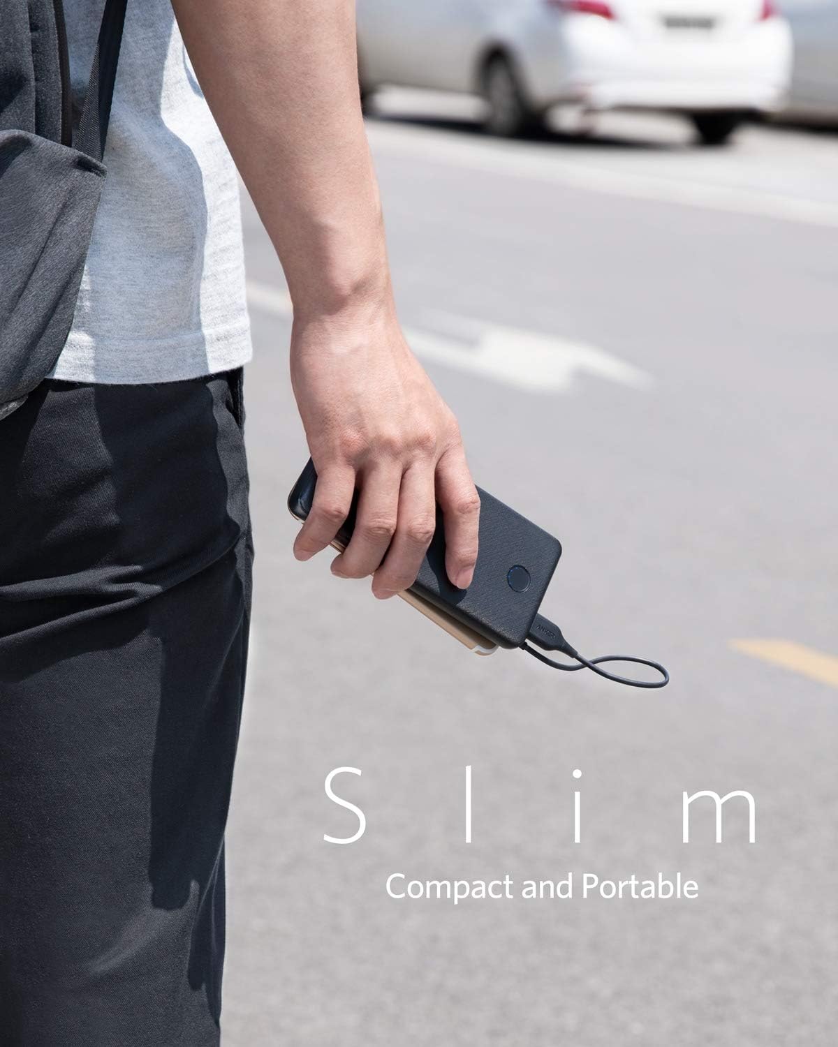 Anker Power Bank, PowerCore Slim 10000, Ultra Slim Portable Charger, Compact 10000mAh External Battery, High-Speed PowerIQ Charging Technology for iPhone, Samsung Galaxy and More (USB-C Input Only)
