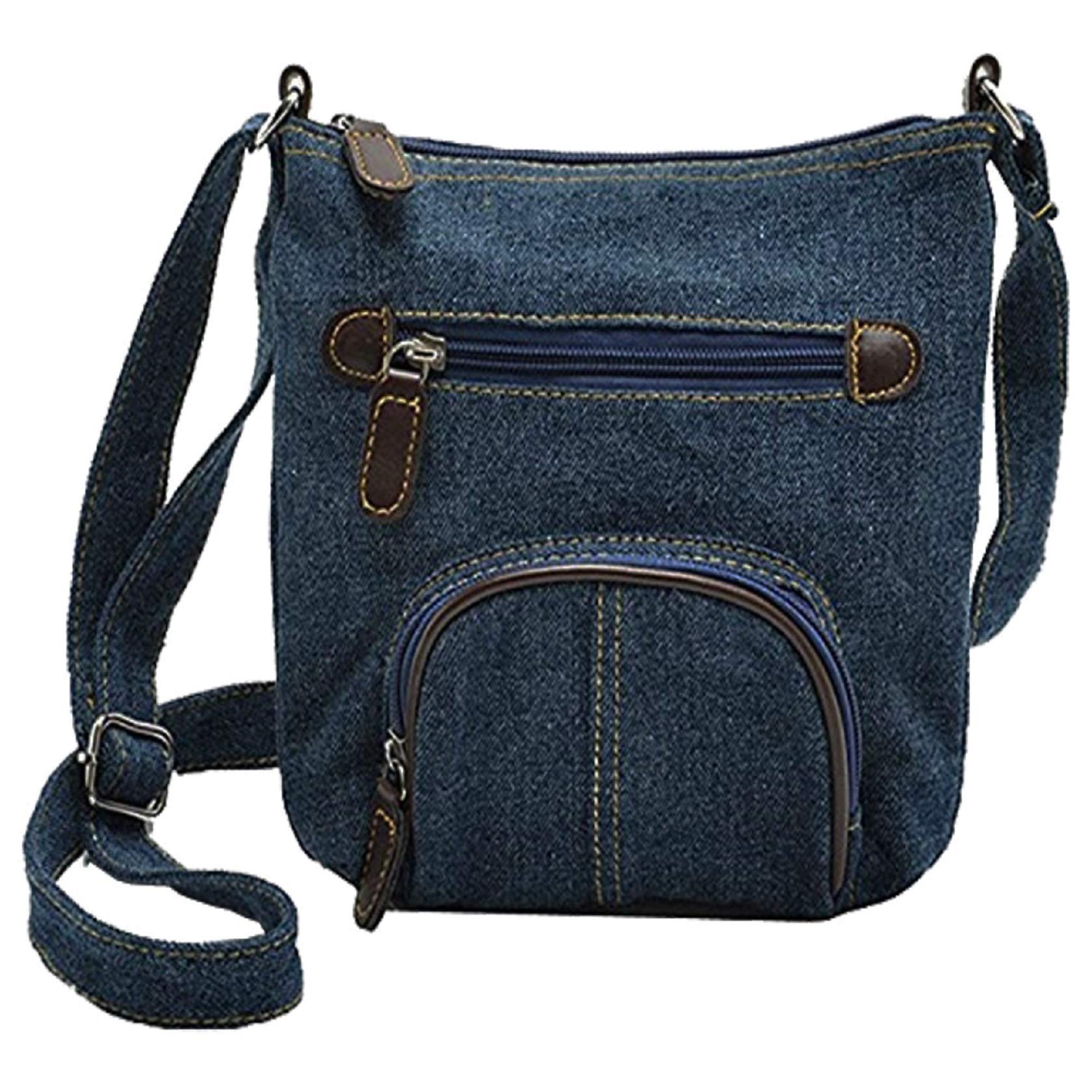 Puyang Nylon Phone Bags for Women, Mobile Crossbody Bag (Denim Blue Front Pocket)