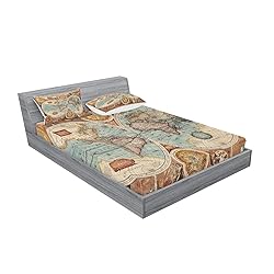 Lunarable Vintage Fitted Sheet & Pillow Sham