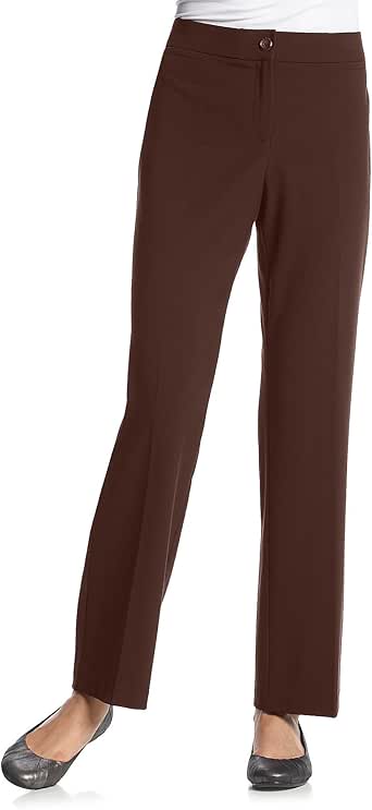 Studio Works by Briggs Solid Slimming Solution Pants Brown 6 Short at Amazon Womenâs Clothing store