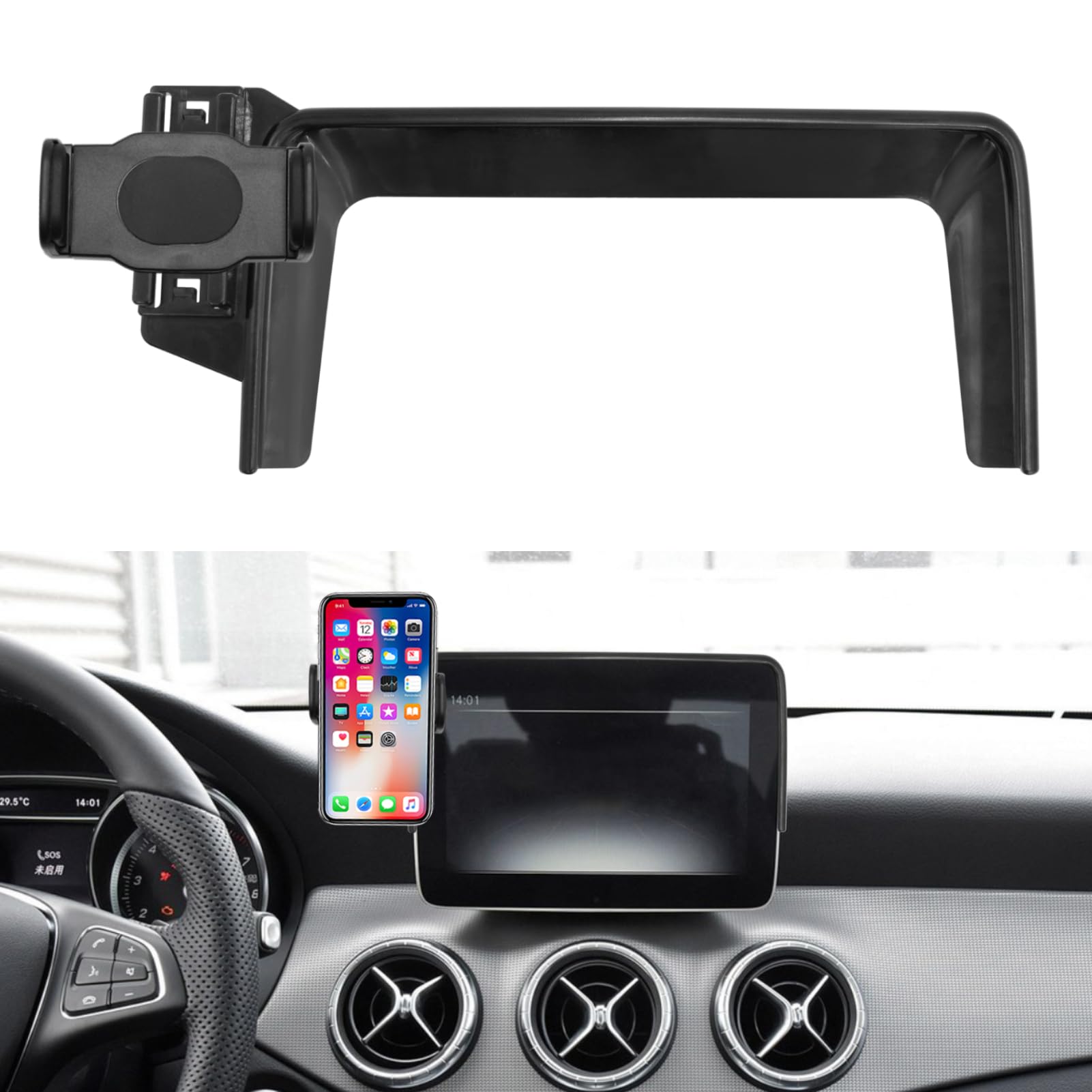 TTCR-II Car Phone Holder Compatible with Mercedes Benz CLA 2016-2019/GLA 2016-2019, Car Phone Mount for CLA 8inch Screen, 360°Rotation Mercedes Benz GLA Smart Mobile Phone Cradles