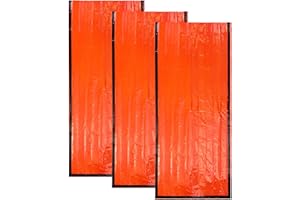 POENVFPO Emergency Sleeping Bag, 3-Pack Survival Sleeping Bags with 90% Heat Reflective for Camping, Hiking and Emergency Kit