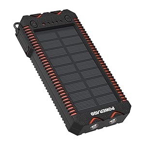 POWERADD Cargador Solar Portátil con 12000mAh, Batería Externa 2 Puertos de USB Panel Solar con Alta Eficiencia de Conversión Impermeable...