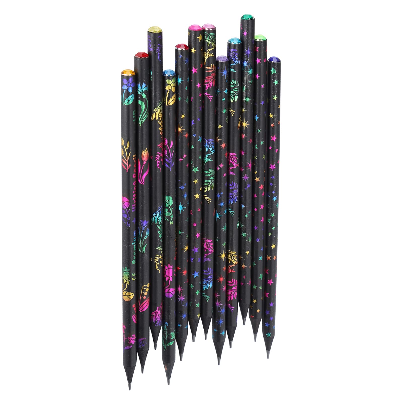 AMONIDA Black Pencil, Wooden Pencils, 12pcs 17.5cm Black Wood Children Writing Pencil School Pencils for Writing, Painting, Sketching, Drawing Design Drawings