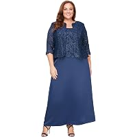Alex Evenings Plus Size Mother Of The Bride Dress – Long Cowl Neck Wedding Guest Gown - View #7