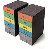 12Pcs Sanding Block Sponge Set, Reusable Sandpaper for Wood &amp; Drywall | 60/80/100/120/180/220 Grits, Washable Wet/Dry, 1-IN Thickened for Easy Grip &amp; Even Pressure on Glass, Metal &amp; Prep
