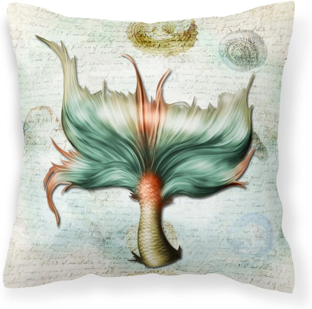 Caroline's Treasures SB3039PW1414 Mermaids and Mermen Mermaid Tail Canvas Fabric Decorative Pillow, 14Hx14W, Multicolor