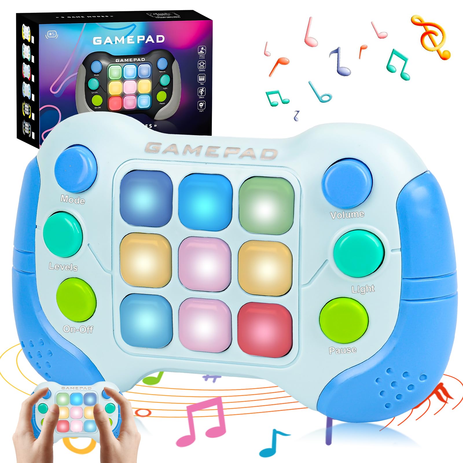 Sensory Fidget Toys for Kids Age 5 6 8 9 Year Old Boy Gifts, Handheld Pop Games Birthday Presents for 5-10 Year Old Girls Boys Stocking Fillers Travel Toy Games Consoles for Teenage (Blue)