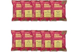 DOOR COUNTY COFFEE & TEA CO. Gourmet Flavored Holiday Coffee Sampler Pack - 10 Bags of Unique Flavored Coffees – 100% Specialty Grade 1 Arabica -1.5 oz Full-Pot Bags - Roasted by Door County Coffee