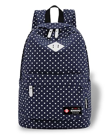 Bonmaro Polka Dots Blue Teenage Girls Stylish Casual College Canvas Laptop/Backpack Bag