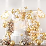 Balloon Garland White and Gold Arch Kit with Butterfly Stickers 104pcs view 8