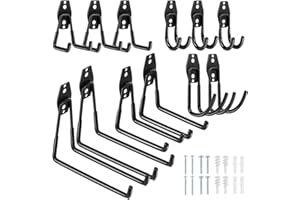 Fippy 12 PCS Heavy Duty Garage Hooks, Wall Mount Garage Storage Hooks for Hanging Garden and Garage Tools, Power Tools Ladder Bikes Ropes