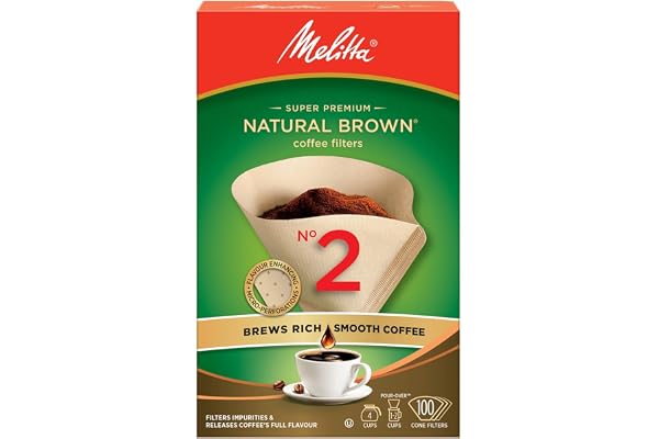 Melitta Natural Brown #2 Cone Filters, Cone Coffee Filters, Replacement Filters, Coffee Maker Filters, 100 Count