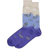 Hot Sox Whales Socks, Natural Melange, 1 Pair, Men Shoe 6-12.5