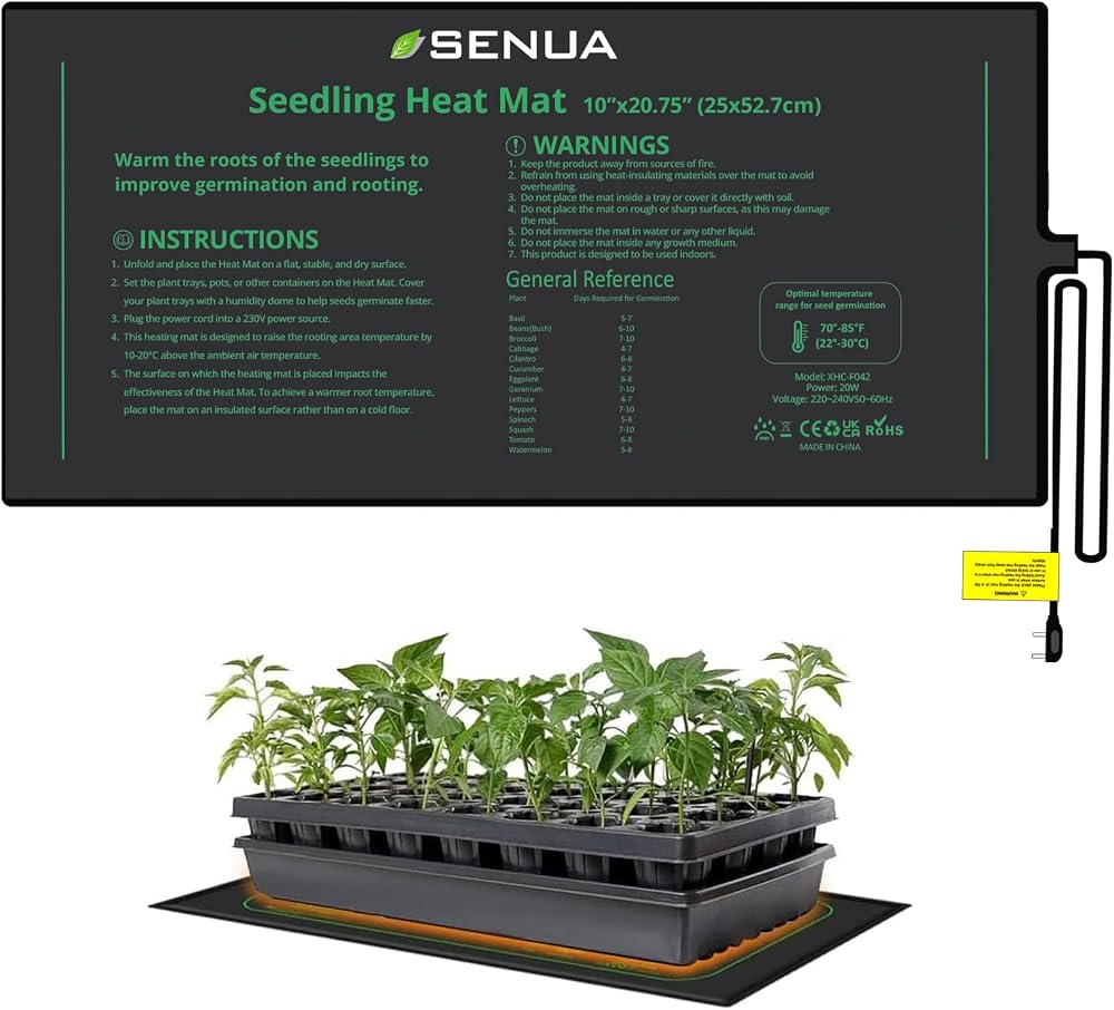 Senua Seedling Heat Mat 20W Waterproof Heating Pad for Germination