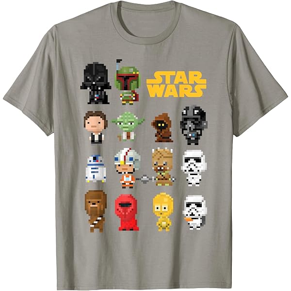 T-Shirt Star Wars 8-Bit Pixel Art - Personnages Iconiques - Coton - Unisexe