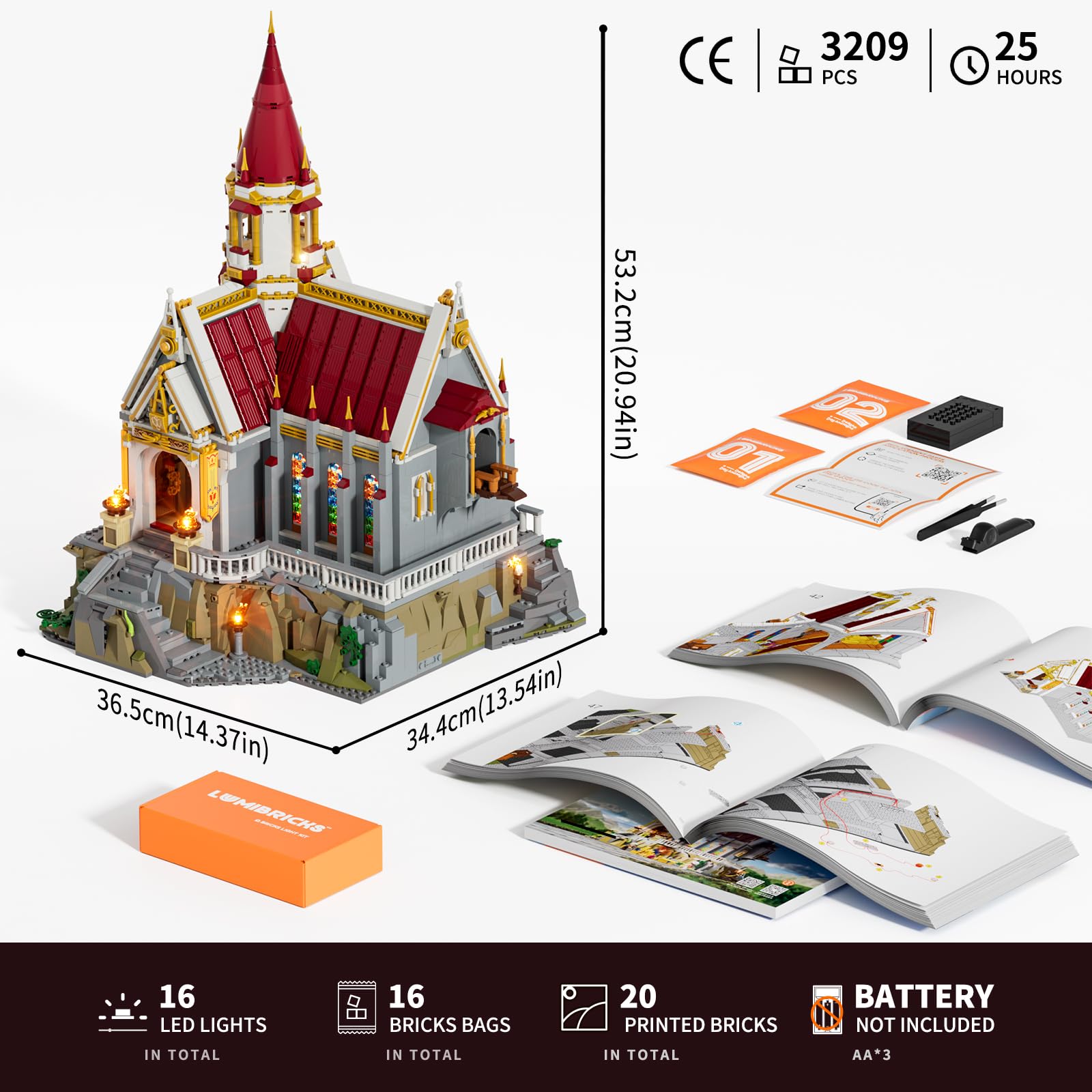 Lumibricks King's Castle Treasury – 3209 pcs gotisches Mittelalter-Schloss mit LED-Lichtern, 16 Lichtpunkte, Sammlermodell für Erwachsene, Geschenk & Ausstellungsstück 7