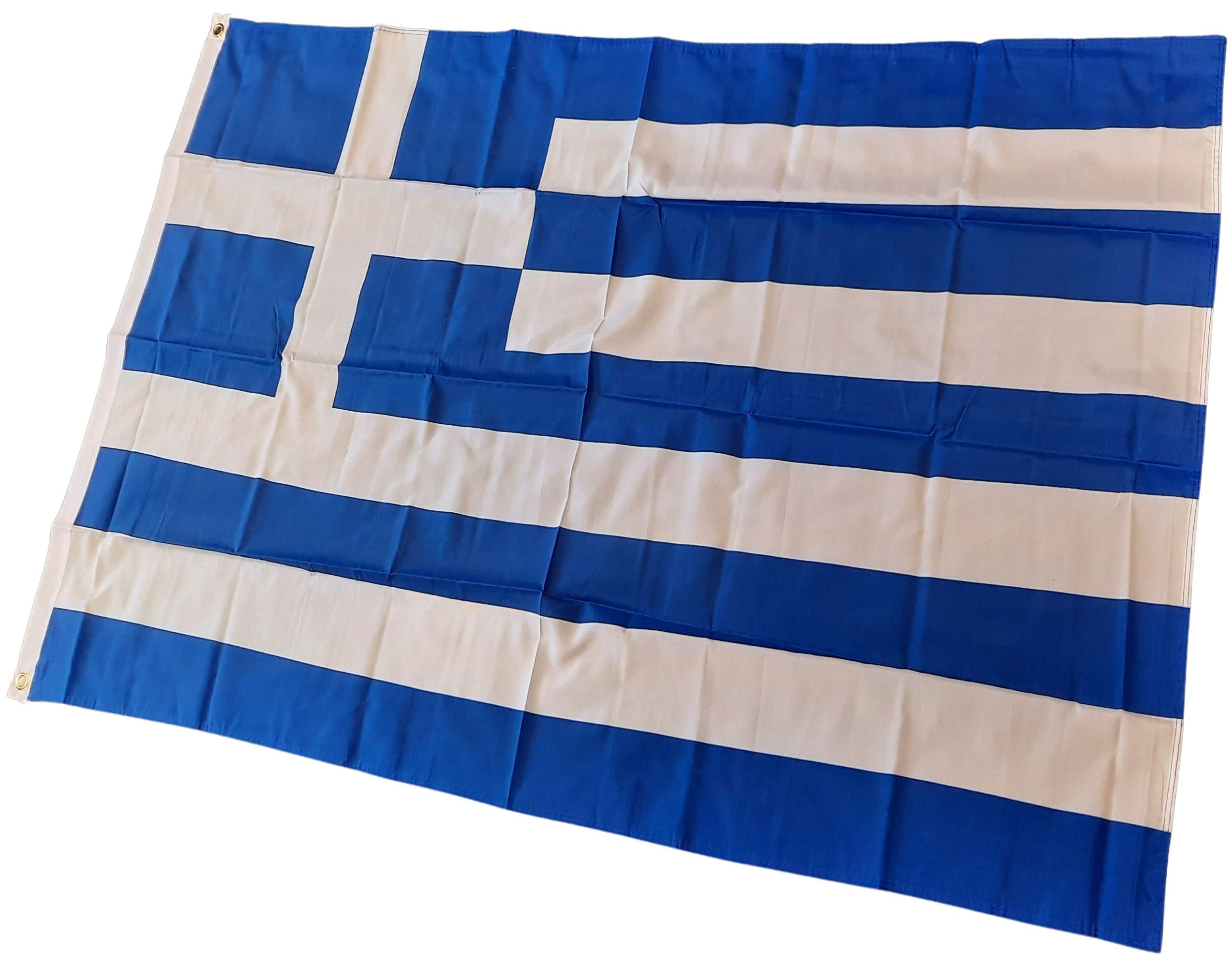 NWFlags Greece Flag 3ft x 2ft 75d Premium Polyester Suitable For Flagpoles | Strong Polyester 3x2 foot material Greek flag with Eyelets
