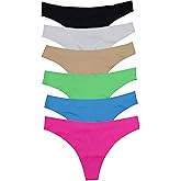 ToBeInStyle Women’s Pack of 6 Invisible Low-Rise No-Show Invisible Seamless Thong Panties