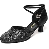 Character Shoes for Women, Woman Ballroom Dance Shoes, 1920s Flapper Shoes, Latin, Salsa, Party Dress Shoes Low Heels, Ankle Strap Pumps