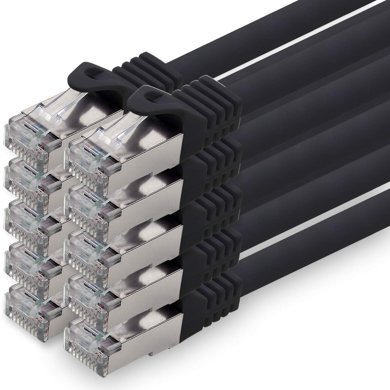 1aTTack.de 0.25 m - black - pack of 10 CAT.7 network cable patch cable SFTP PIMF LSZH Gigabit Lan cable 10Gb s cat7 raw cable with RJ45 connector Cat6a compatible with CAT5 CAT6 cat7 cat8