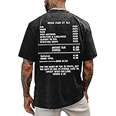 Migxsaf Christian Faith God Shirts for Men Jesus Bible Verse Acid Wash Shirt Oversized Religious Tshirts Vintage Graphic Tees