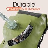 Earth Pak Waterproof Backpack 85L Roll-Top Green Front Pocket Cushioned Back view 4