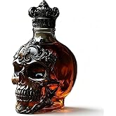 Skull Whiskey Decanter Black Crown Gothic Liquor Bottle 12 OZ | Gothic Skull Liquor Bottle Crown Cap Whiskey Bourbon Scotch Ideal For Men Home Bars Man Caves Liquor Cabinets Gift