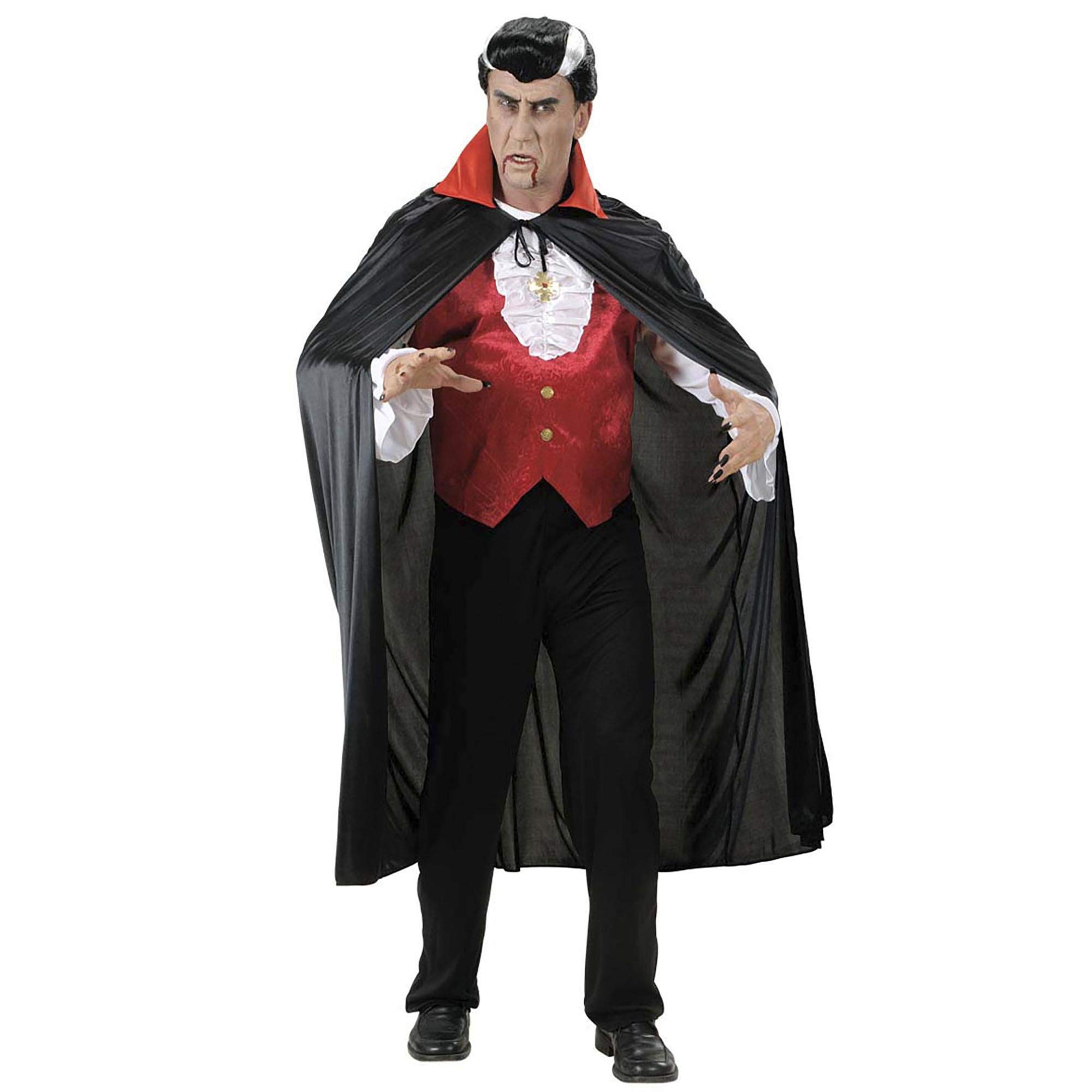 Black Cape withRed Collar Size Accessory for Superhero Super Hero Fancy Dress