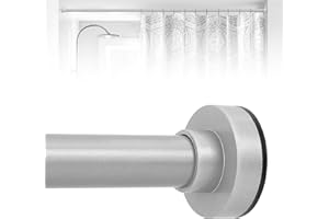HTZON Silver Shower Curtain Rod 27 to 49In,Small Spring Tension Shower Rods for Bathroom Kitchen Doorway,Short Heavy Duty Adjustable Shower Curtain Tension Rod No Drilling Non-Slip Easy Install,Silver