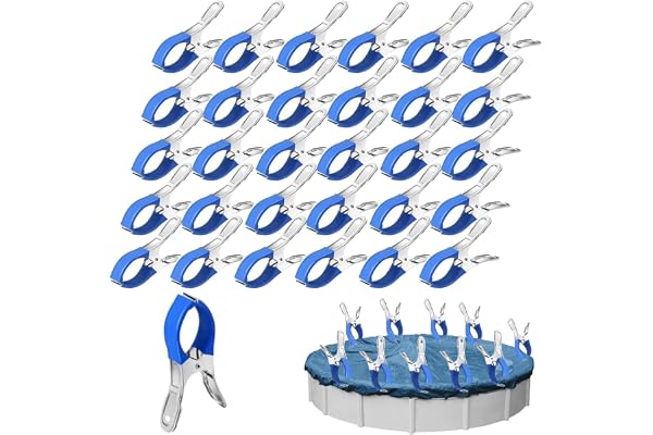 30PCS Pool Cover Clips for Above Ground Pools,4.7 Inch Stainless Steel Pool Cover Clamps,Windproof Clips for Above Ground Poo