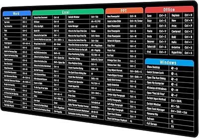 JIALONG Gaming Mouse Pad XL 900x400mm Excel Shortcuts Desk Mat Thick