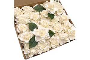 BMQDSM 25pcs Rose Babys Breath Artificial Flowers Realistic Fake Gardenia Flowers with Stem for DIY Wedding Bouquets Centerpieces Bridal Shower Party Home Decorations (Champagne)