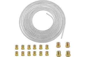 Paifeancodill 316L Marine Grade Brake Line Replacement Tubing Coil and Fitting Kit,16 Fittings Included,25 Ft Brake Tubing Ki