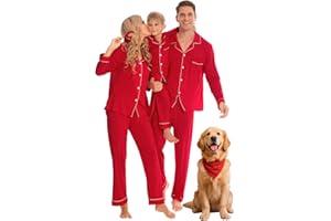 SWOMOG Family Christmas Pajamas Set Women & Men & Kids Long Sleeve Pj Set Party Sleepwear Button-Down Loungewear Set