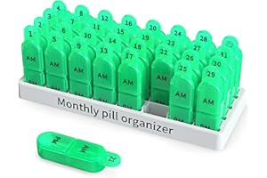 WINDTRACE Monthly Pill Organizer, 30 Day Pill Organizer 2 Times A Day, One Month Pill Box Organizer AM PM, 31 Day Pill Organizer with 32 Daily Compartments for Fish Oil, Vitamins, Travel 4 Weeks Pill Box Case