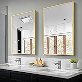 TRAHOME Bathroom Vanity Mirror for Wall, 2 Pack 36" x 24" Metal Framed Rectangular Bathroom Wall Mirror for Over Sink, HD Shatterproof Glass, Hangs Horizontally or Vertically(Gold)