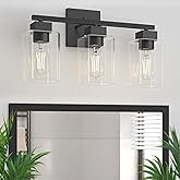 Espird Matte Black Bathroom Vanity Light, 3-Light Vanity Lighting fixtures Over Mirror, Square Design & UL Certification, Wal