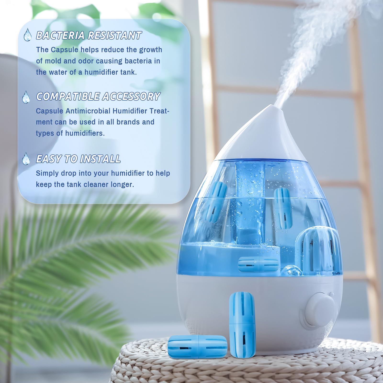 Humidifier Cleaner, 3 Pack Humidifier Fish for Universal Humidifiers and Tanks for 90 Days, Purifies Water & Prevent Hard Water Build-Up, Reduce White Dust and Odors
