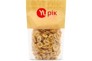 Yupik Sweetened Banana Chips, 400 g, 6 Count, Gluten-Free, Kosher, Dried Fruits, Sweet Crunchy Snacks, Lightly Sweetened Drie