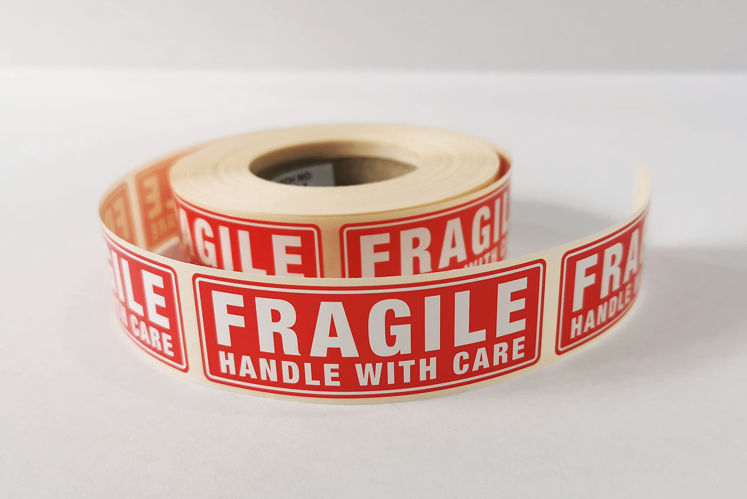 Wrayson Fragile Labels - Handle with Care - Semi Gloss - 500 Labels per Roll (76x25mm 3x1.5")