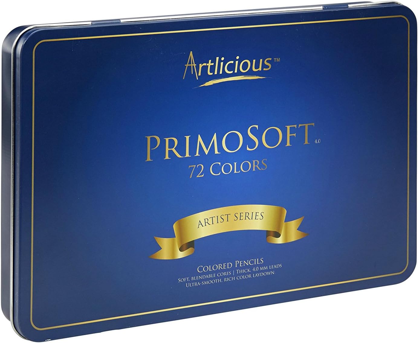 Artlicious - PrimoSoft 4.0 mm - 72 Premium Soft Core Wooden Colored Pencils in Tin Case